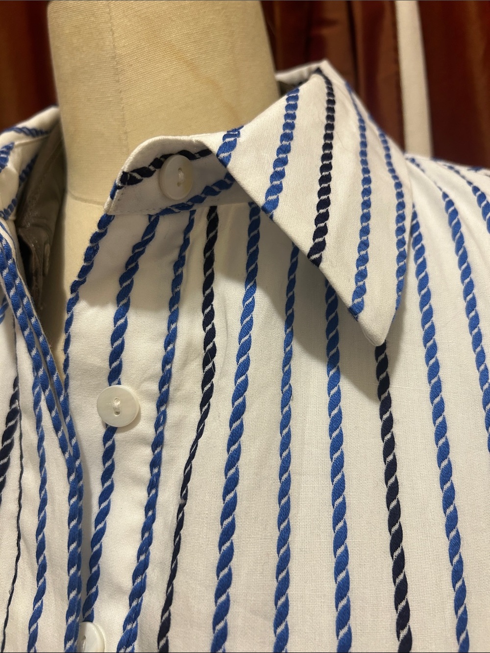 Tuckernuck White and Blue Striped Midi Shirt Dress with Tie Waist. fits large - Picture 3 of 8